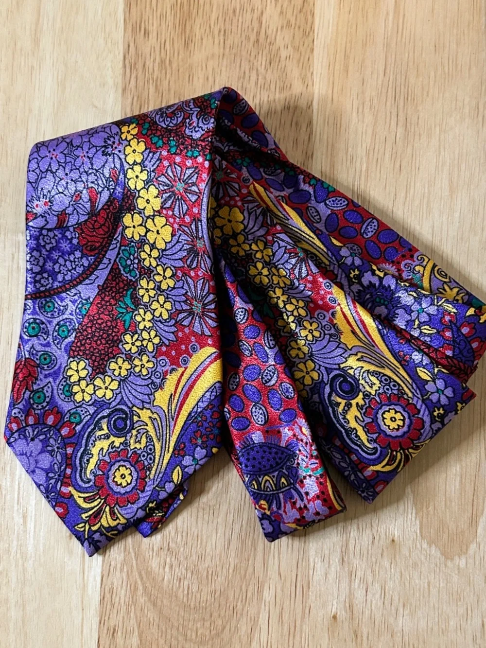🤩STUNNING🤩 Handmade Italian Silk Tie Purple Multicolor Floral Paisley
